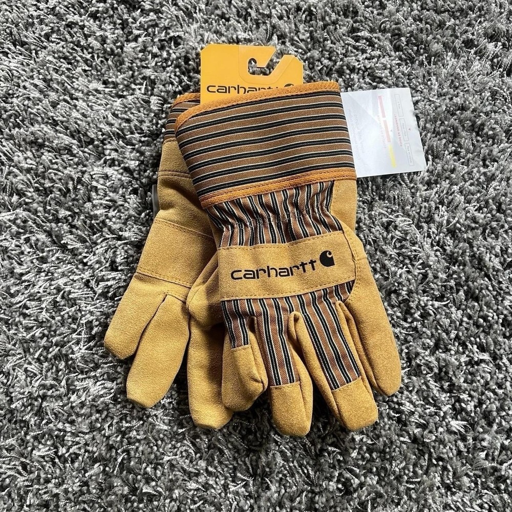 NWT Carhartt Duck Synthetic Suede Knit Medium M Gloves Brown GW0551-M A551 - Picture 7 of 7